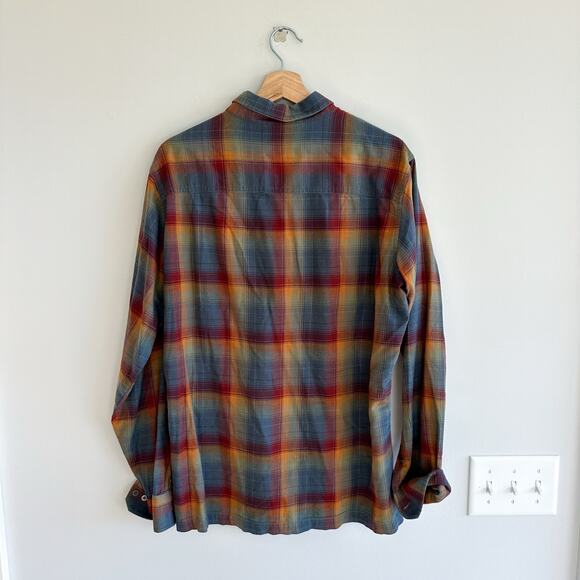 Kuhl Dillingr Flannel Plaid Pattern Casual Button Up Shirt Blue/Red L - Picture 3 of 8